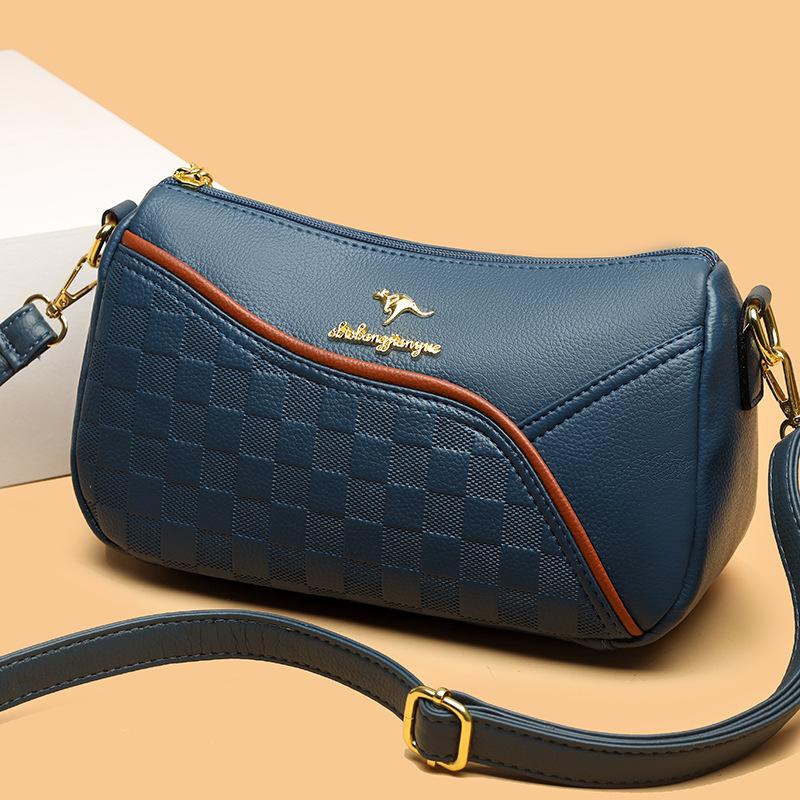 Single Shoulder Messenger Bag Women's Stitching Contrast Color Women's Bag Middle-aged Lady Bag Light Bag