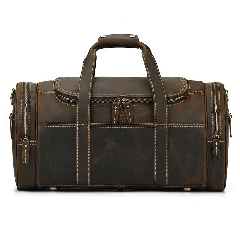 New Fashion Genuine Leather Men's Travel Bag Cowhide Luggage Bag For Man Crazy Horse Leather Crossbody Hand Luggage Shoulder Bag
