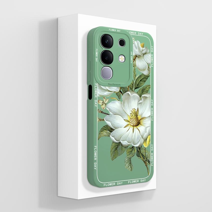 For Vivo T4x T2x T1x V27 V23 Pro V21 V21E V23 V23E V25 V25E V27E Y19E IQOO Z10X Phone Cover Cute Avocado Pattern Liquid Silicone Shell For Vivo Casing