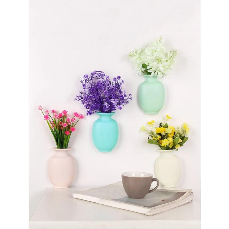 1pc-Magic Silicone Vase Wall Mount Self Adhesive Flower Pot Hanging Decorative Reusable Wall-Mounted Flower Vase Home Decor