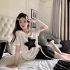 Star short-sleeved T-shirt women's summer American hottie design sense niche loose and thin straps drawstring front shoulder top
