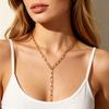 Gold Plated Paperclip Chain Necklace for Women, Adjustable Stainless Steel Square Link Waterproof Non Tarnish Long Necklace