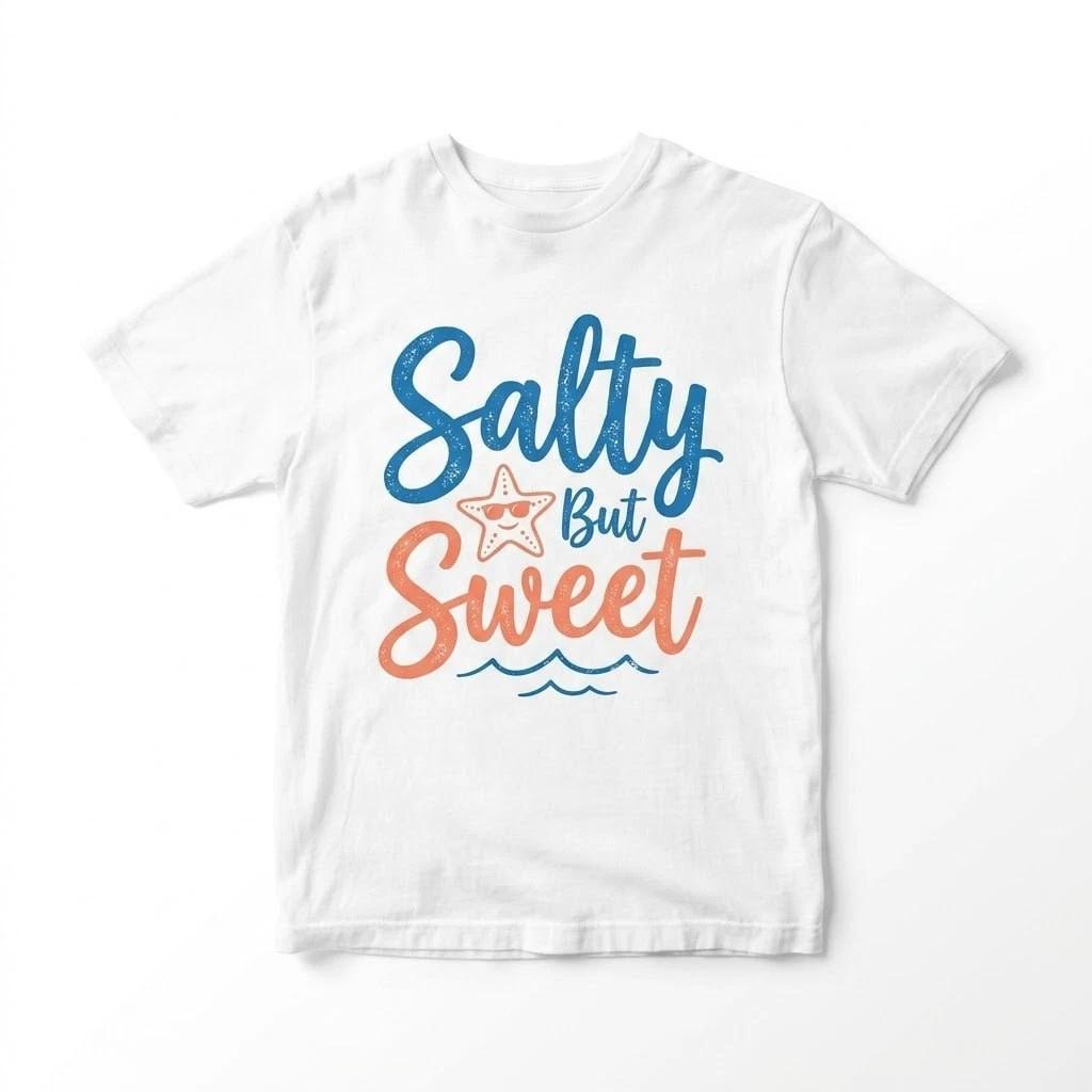 Salty But Sweet Summer Beach T-Shirt Cute Starfish Vacation Graphic Tee XXXXL