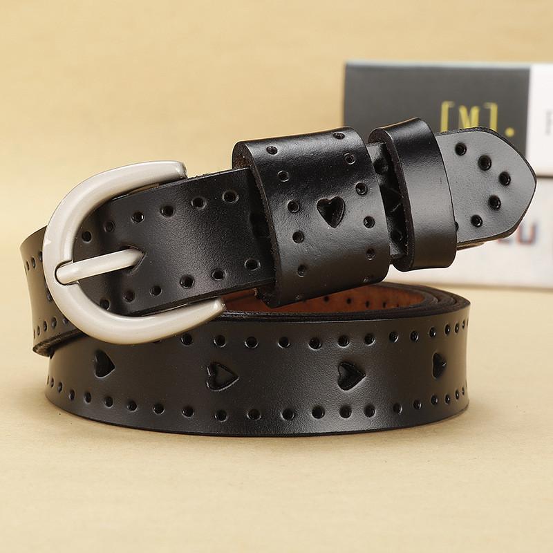 Pure Heart Shape Color Girl Leather Belt Vintage Durable Alloy Buckle Decoration
