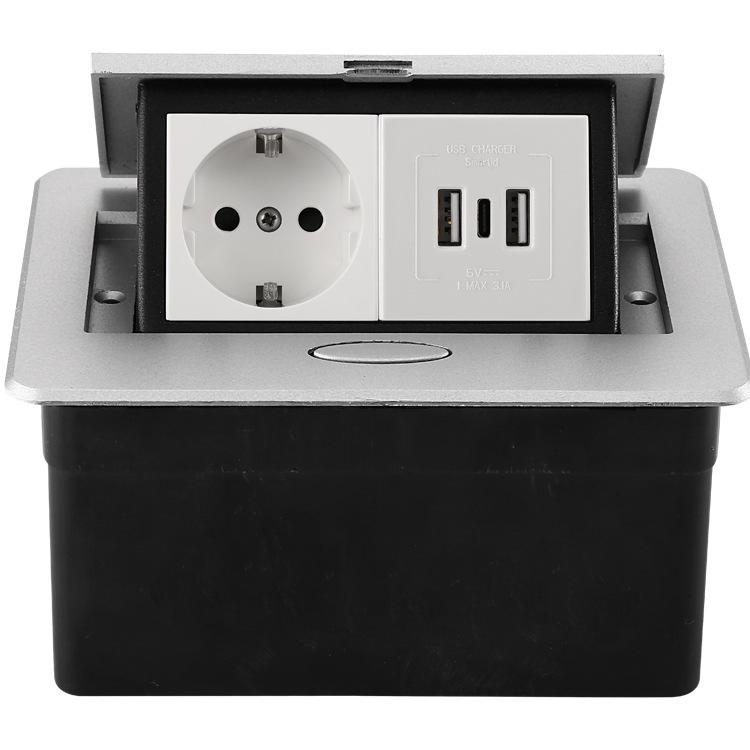 Universal Pop-up Power Socket with EU and US Standard for Office Desks