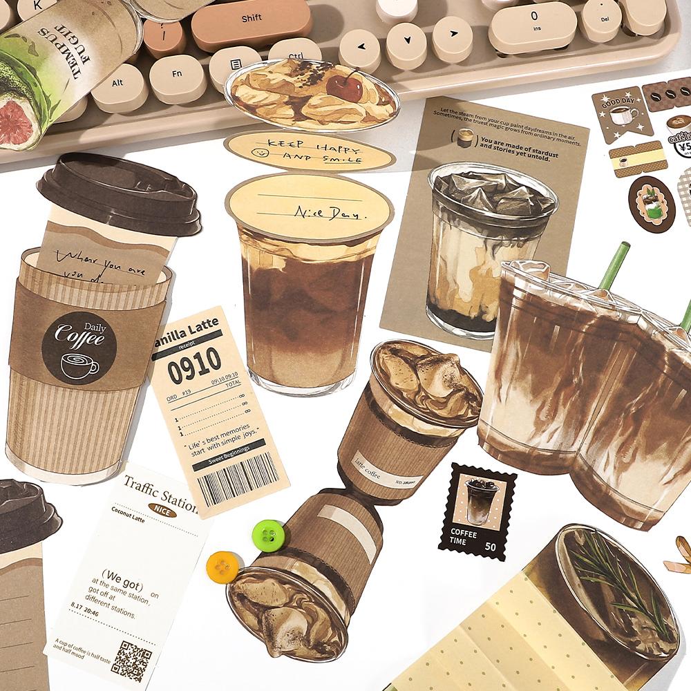 20pcs Fresh Store Series Food and Coffee Material Pack DIY Scrapbook Handbook Aesthetic Stationery Supplies