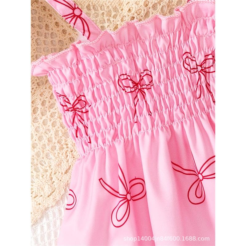 0-3 Years Old Girl Fashion Princess Two-piece Summer Children's Cute Butterfly-printed Dress And Hat