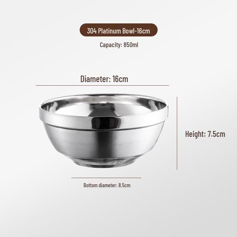 MOLUONA 304 Stainless Steel Double-Layer Insulated Rice Bowl