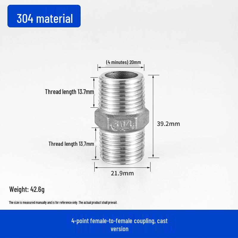 Stainless Steel Extended Reducing Coupling 6-Point to 4-Point Faucet Pipe Fitting