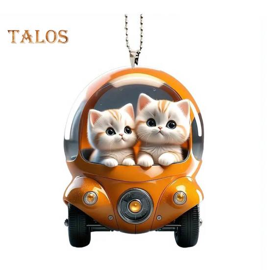 Cat Pendant Car Ornament Hanging Realistic Animal Cat Rearview Mirror Hanging Decor Acrylic Car Charm Party Festival Gift for Car Lovers