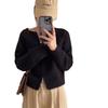 Autumn and Winter New Simple Casual Versatile Knitted Cardigan Top Women's Double Zipper Short Sweater Jacket