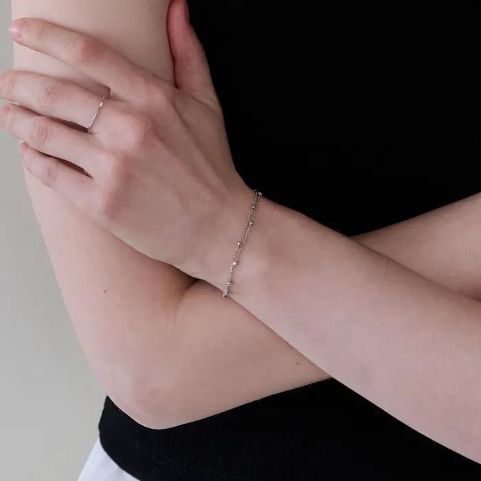 14k Dots Lines Layered Bracelet