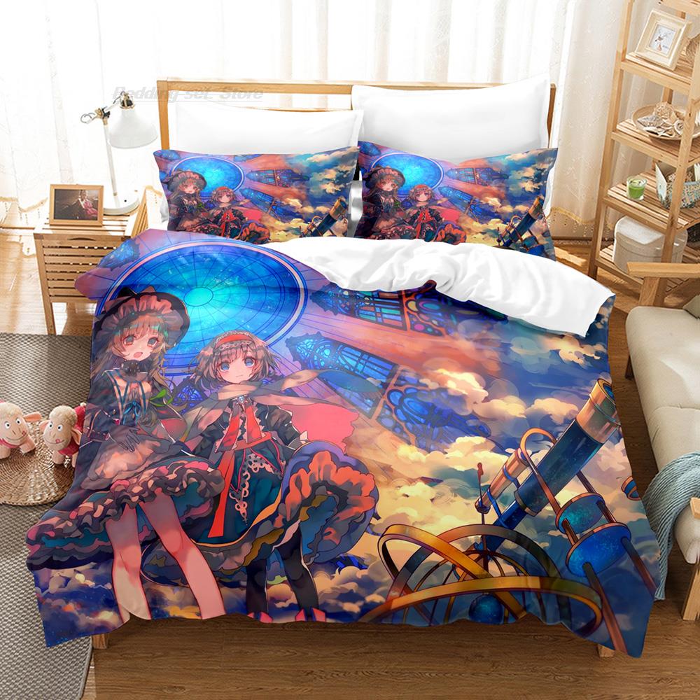 Touhou Project Bedding Set Single Twin Full Queen King Size Bed Set Aldult Kid Bedroom Duvetcover Sets 3D Print Cartoon Kawaii