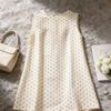 Vintage Polka Dot Round Neck Sleeveless Vest Dress Short Skirt Women's Summer New Back Hollow Straight Skirt Small Man