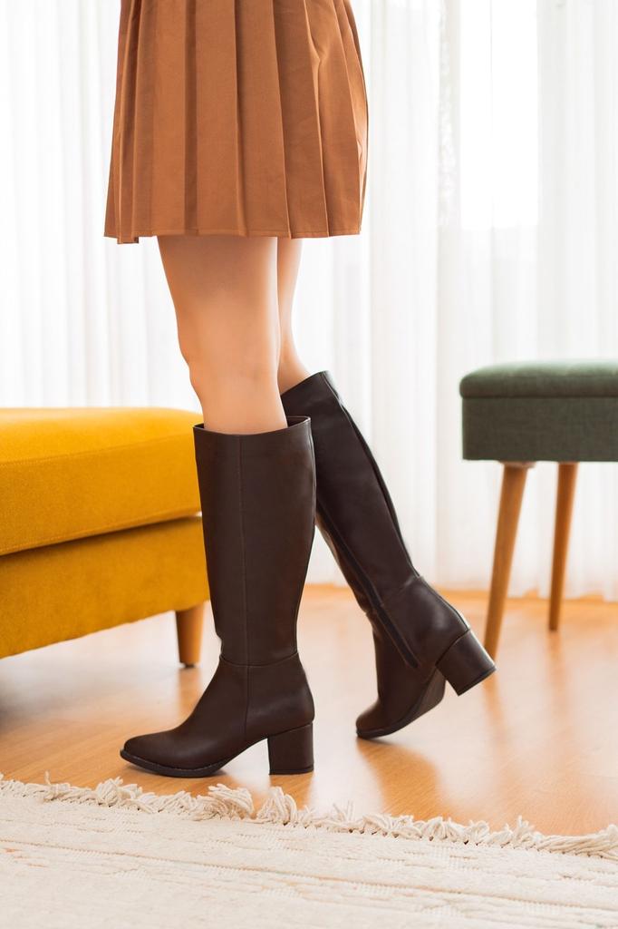 Women Modern Stylish Fashion Boots Boots Faux Leather Black Leather Heels Cm Side Zipper Daily Use Boots