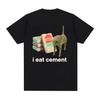 I Eat Cement Cursed Cat Funny Meme T Shirt for Women Fashion Casual Short Sleeve T Shirts Female T-shirt Tops