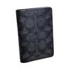 Coach Logo Print Double Fold Design Coated Canvas Card Holder Men Accessories Charcoal Black CW367-MI5