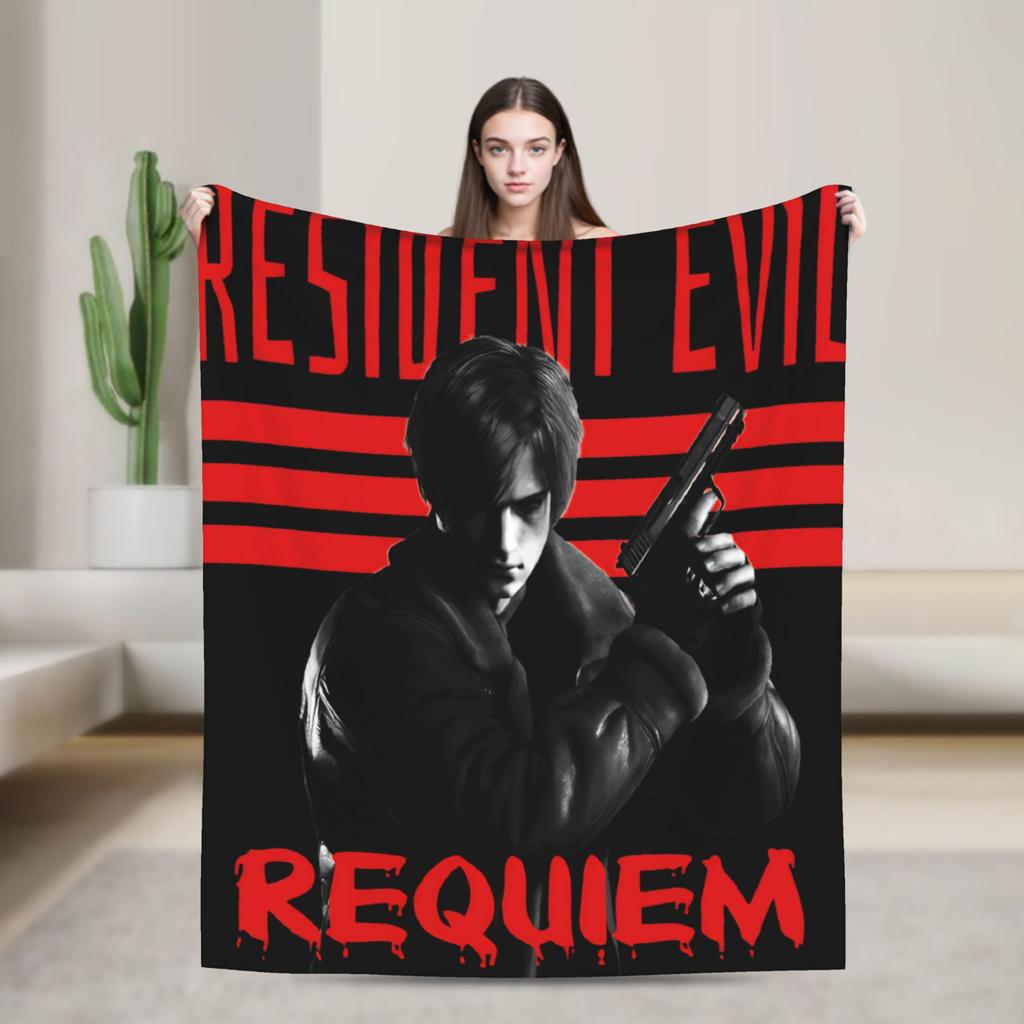 Leon The Chad Kennedy  Resident Evil Requiem Flannel Blanket Winter  Super Soft Throw Blanket for Bedspread Sofa Bed Cover