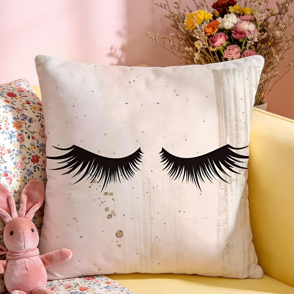 Cushion Cover Short Plush Throw Pillow Soft Washable Sofa Bed Office Cushion Beauty Makeup Eyelash