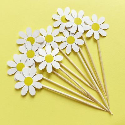 4/10/20pcs Daisy Cake Topper White Daisy Flower Cupcake Toppers Cake Decor Wedding Birthday Party Decoration Supplies