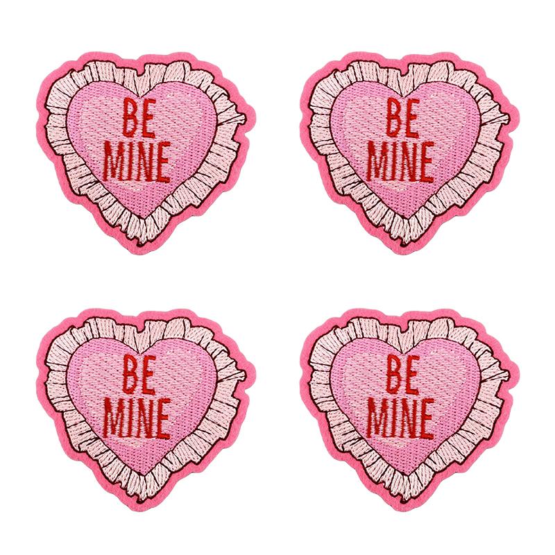 10PCS/lots Valentine's Day Embroidered Patches Pink Love Heart Patch Iron On Patches For Clothing Holiday Decoration Gift DIY