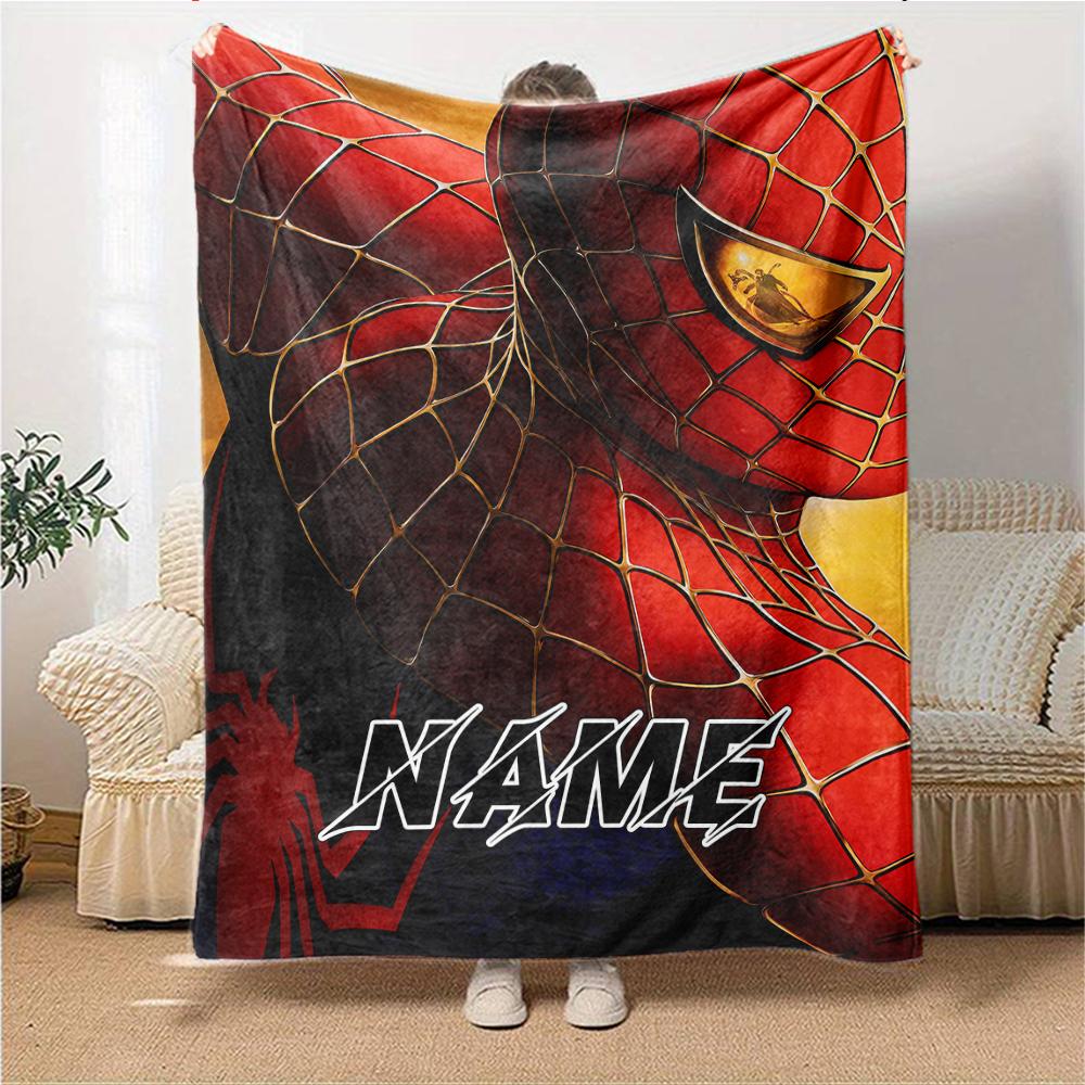 Custom Name Spider-Man Comic Artwork blanket for Couch & Bed, Plush Cozy Fuzzy Blanket Super Soft & Warm Blankets for Fall and Winter. 09087