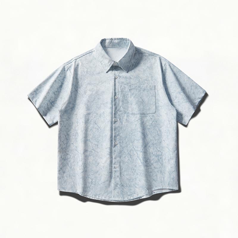 

Summer Short Sleeved Shirt Jacket Ice Silk Workwear Short Sleeved Shirt Men s Short Sleeved Shirt 2XL синий