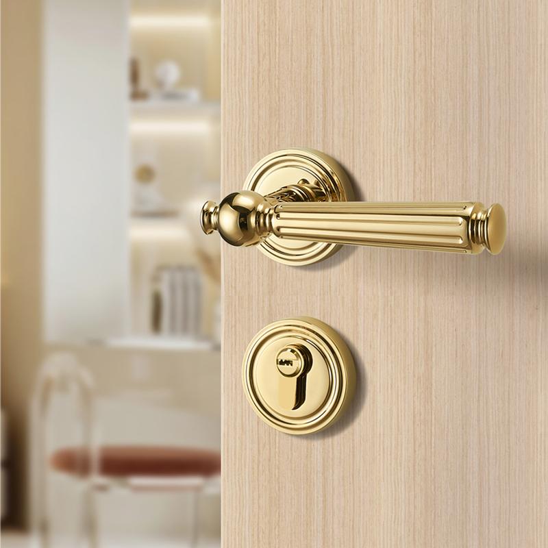 Bedroom Wooden Door Lock, Retro Split American Style Silent Handle Lock