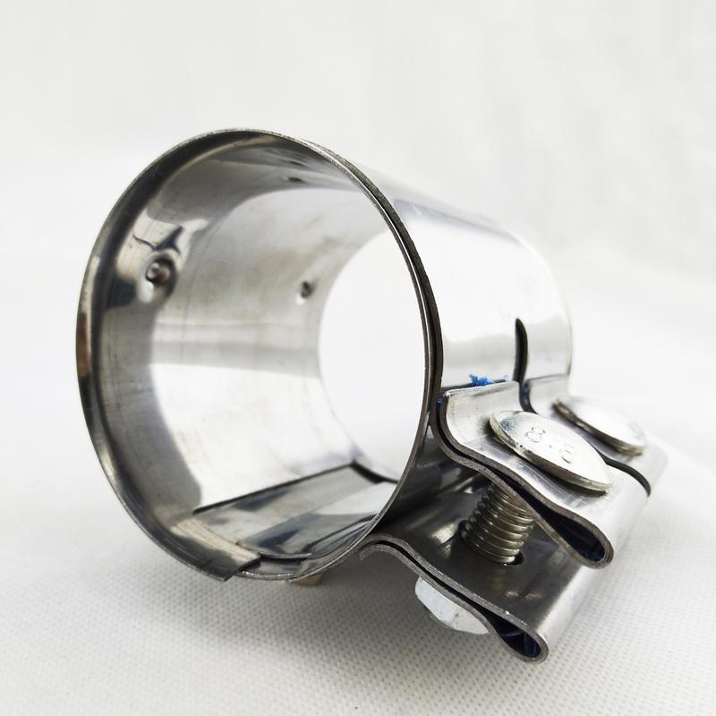 Stainless Steel 1.65-3.0"Exhaust Pipe Connector Tube Adapter Joiner Sleeve Clamp Exhaust Tube Pipe Connector Joiner Length 87mm