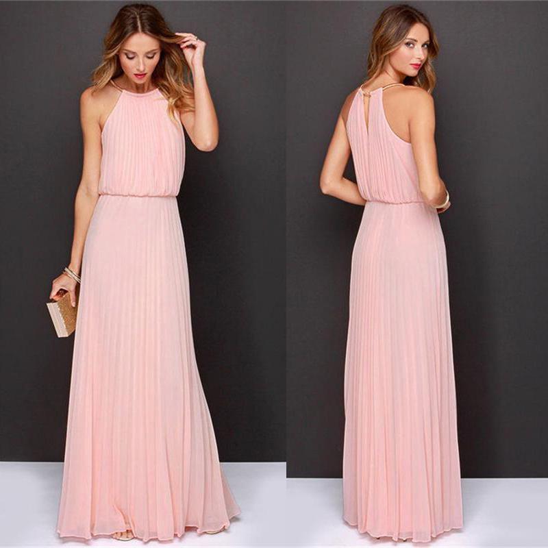 Long Halter Women Maxi Dress Evening Party Gown Wedding Bridesmaid Beach Holiday