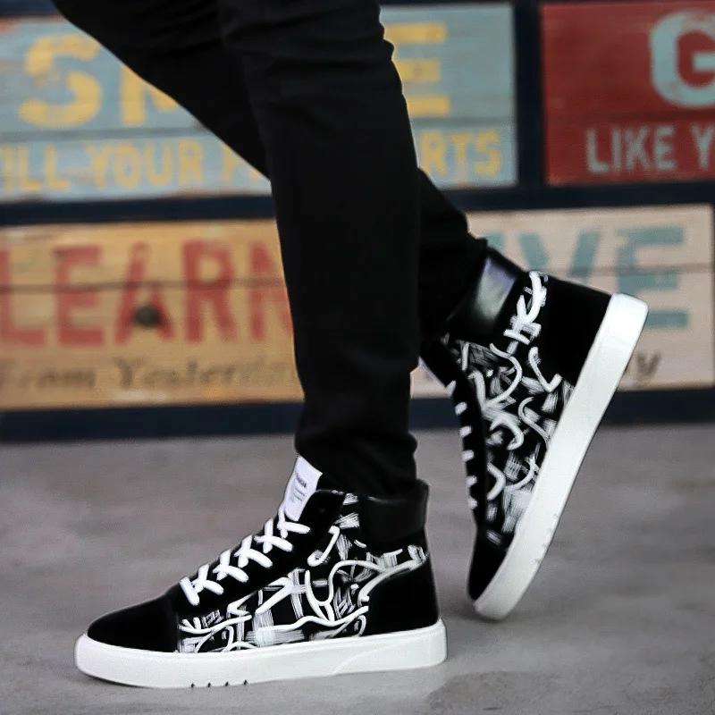 High Top Canvas Shoes for Men Fashion Platform Sneakers Spring Winter Male Casual Vulcanized Shoes Student Tenis Masculino