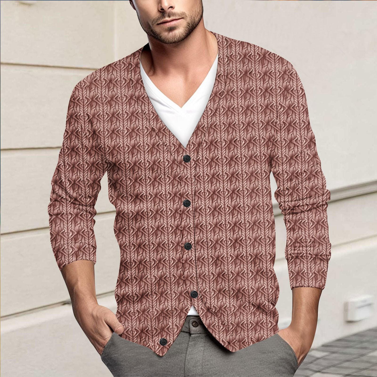 

Мужская повседневная однобортная модная куртка-кардиган с длинными рукавами на пуговицах XL арбуз красный