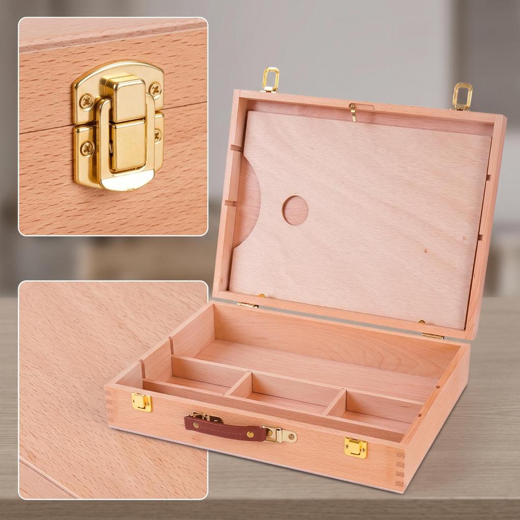 Art Storage Box with Dividers Slim Toolbox Secure for Desktop, Studio
