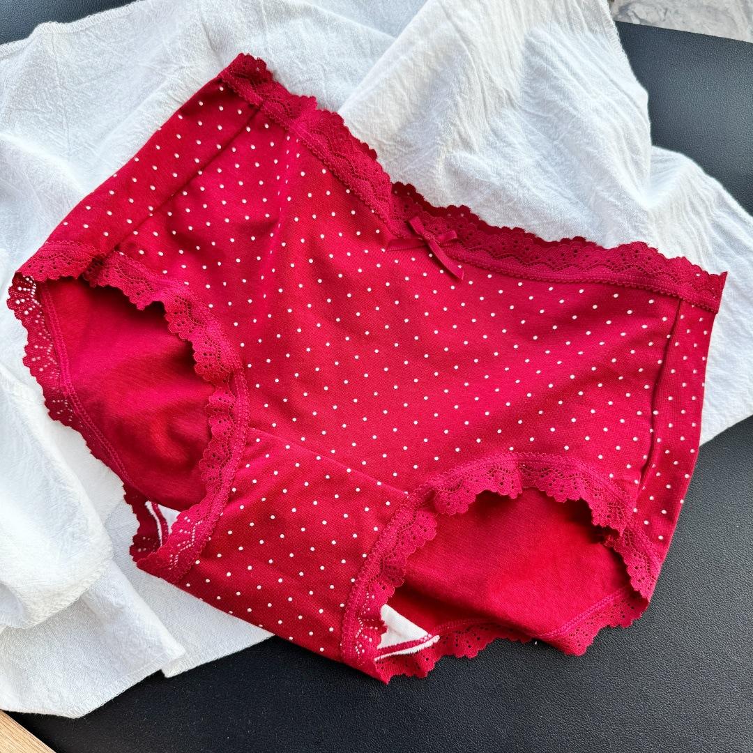 

Ladies Spring and Autumn lovely cartoon printed Christmas cotton briefs XL червоний