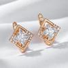 Luxury  Rose Gold Color English Earrings For Women Simple Shiny Square Natural Zircon Accessories Wedding Fine Jewelry