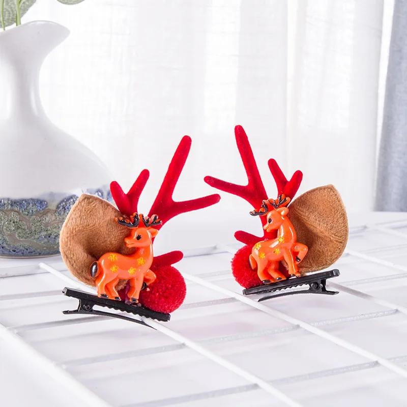 New Year Christmas Hair Pin Children Barrettes Bow Deer Santa Claus Kids Christmas Headwear Girls Kids Hair Accessories