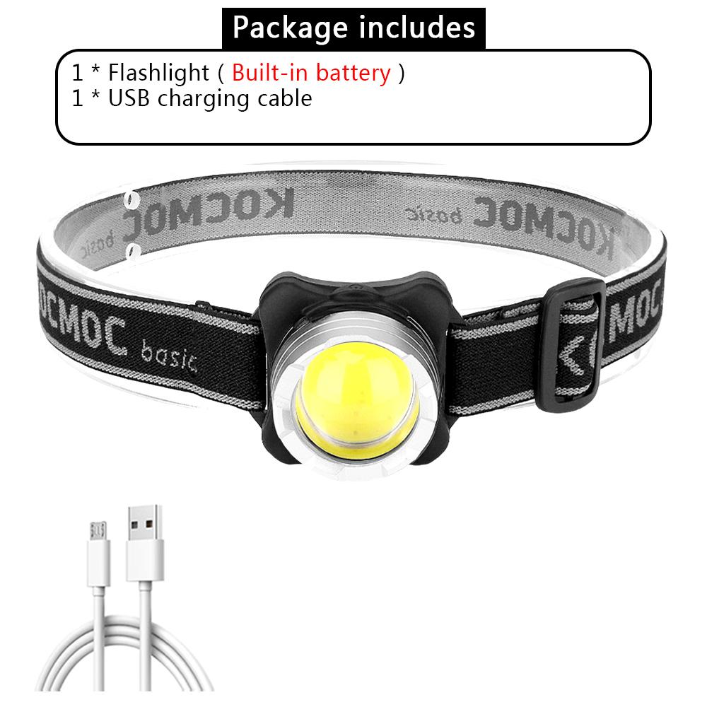 

USB перезаряжаемый налобный фонарь, портативный мини-фонарь, налобный фонарь, встроенный аккумулятор, красный / белый светодиодный налобный фонарь серебряный