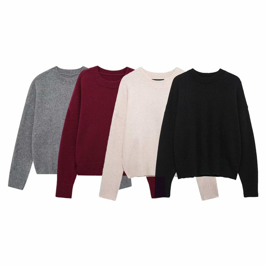 2025 Women's Spring Casual Round Neck Long Sleeve Knit Top