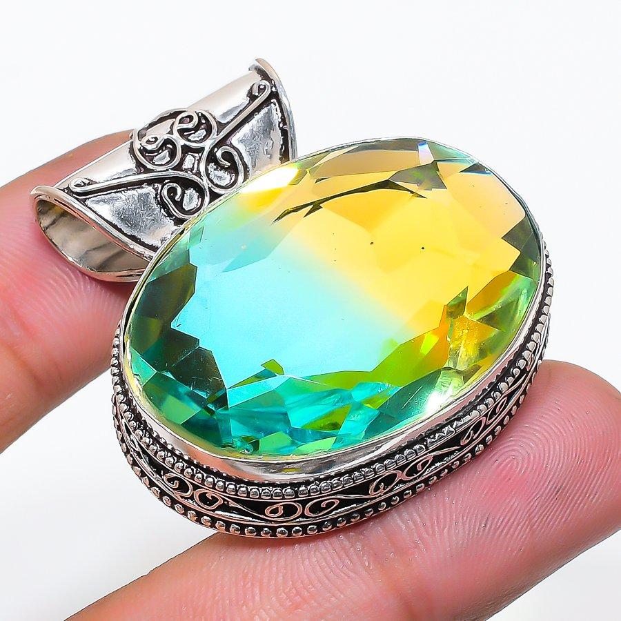 

Natural Bi-Color Tourmaline Gemstone 925 Sterling Silver Pendant 1.58 AP-14323