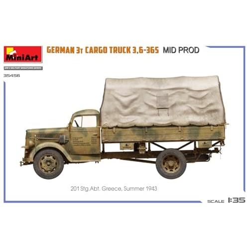 Miniart 1/35 Scale German 3-ton Cargo Truck 3.6-36S Mid-Model Plastic Model MA35456 (Combat Vehicle)