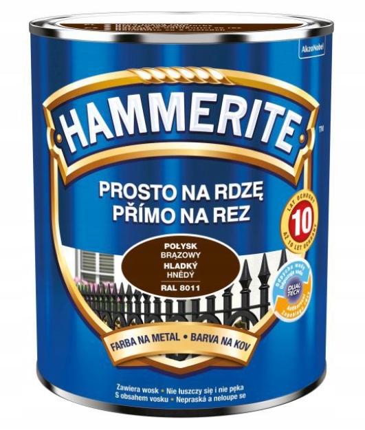 Hammerite Farba Na Rdzę 0,7l Brązowa Antykorozyjna Do Metalu Wysoki Połysk