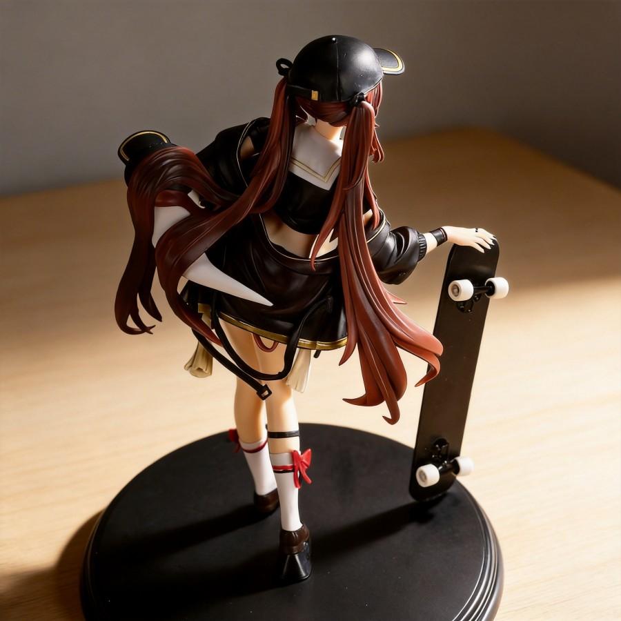 Figurină de Acțiune Hu Tao Anime Beauty 24cm Skateboard Ținută la Modă Model Colecție GK Jucărie Cadou Decorațiune