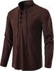 Men's Cotton Linen Henley Shirt, European Size, Long Sleeve, Casual Stand Collar, Spring Summer 2022 Collection