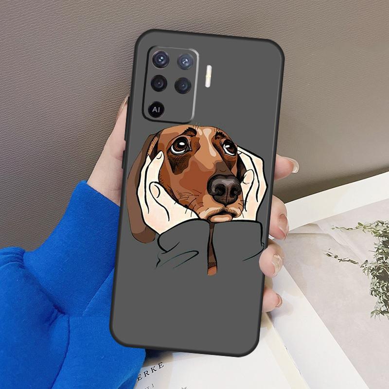 Cartoon Dachshund Sausage Dog Case For OPPO Find X5 X3 Pro A15 A74 A54 A94 A93 A91 A5 A9 A31 A53 2020 A53S A52 A72 Cover