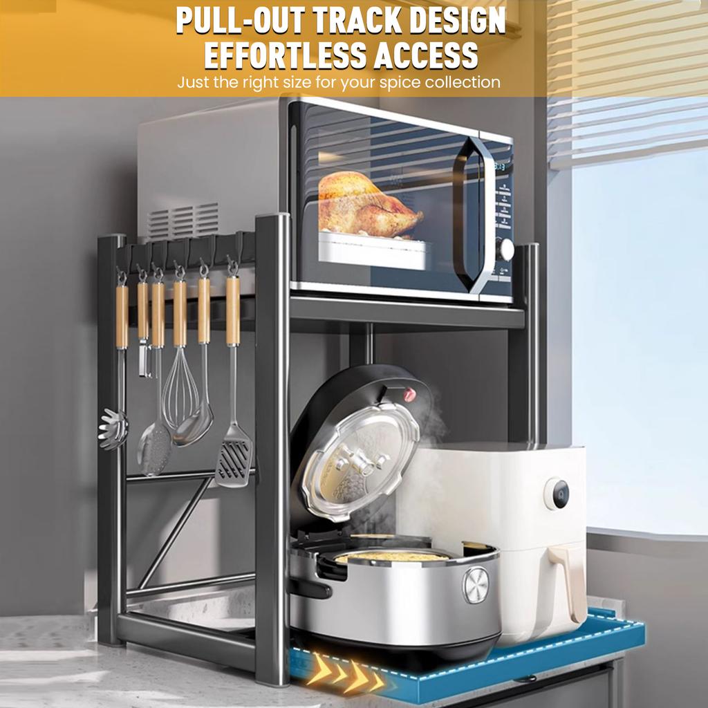 Drawer Oven Storage Rack Space Saving Pull-Out Storage Rack Microwave Oven Storage Rack for Utensils Seasonings Small Items