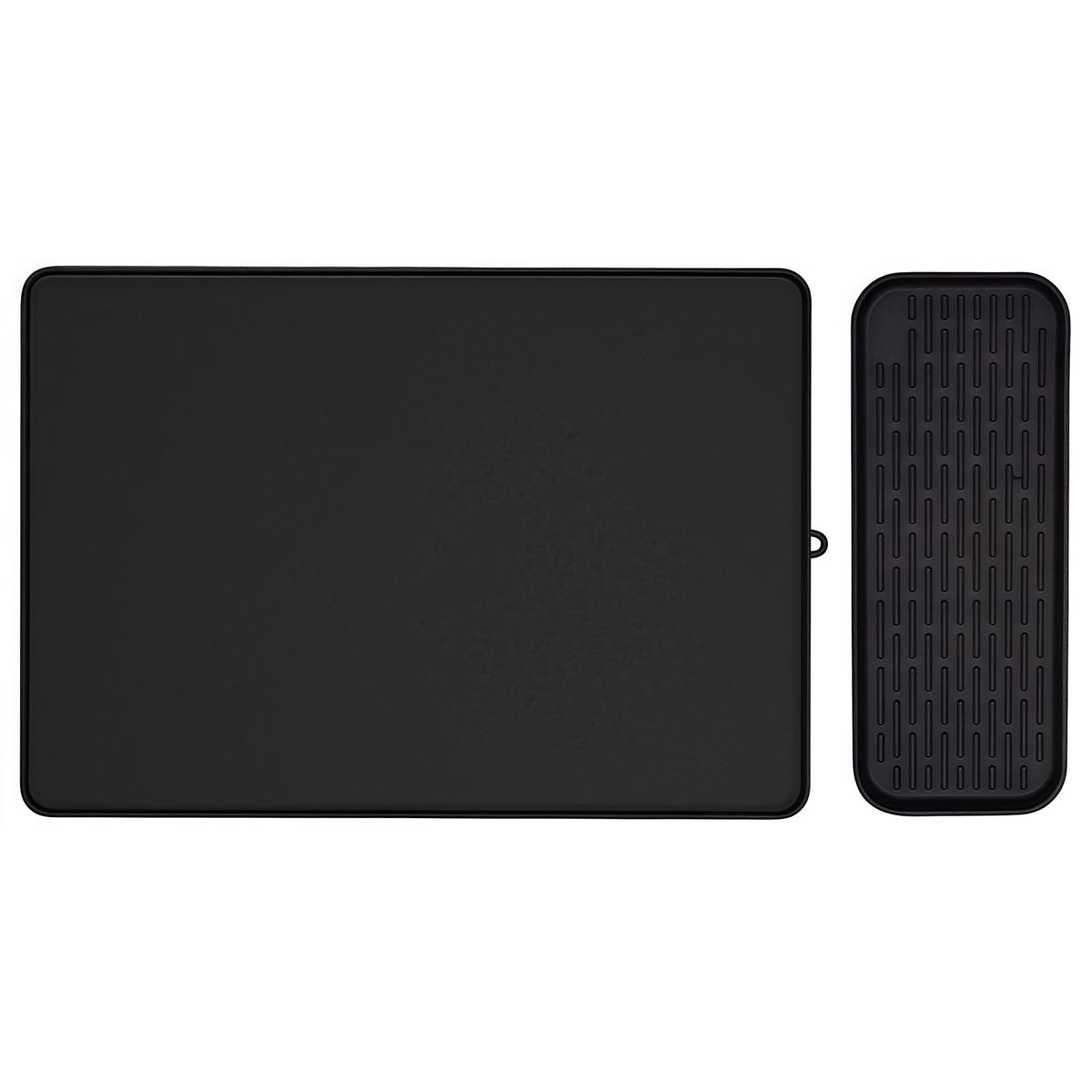 

Stylish Silicone Dish Drying Mat for Coffee Machines Protects Surfaces While Being Easy to Clean and Store Away чорний