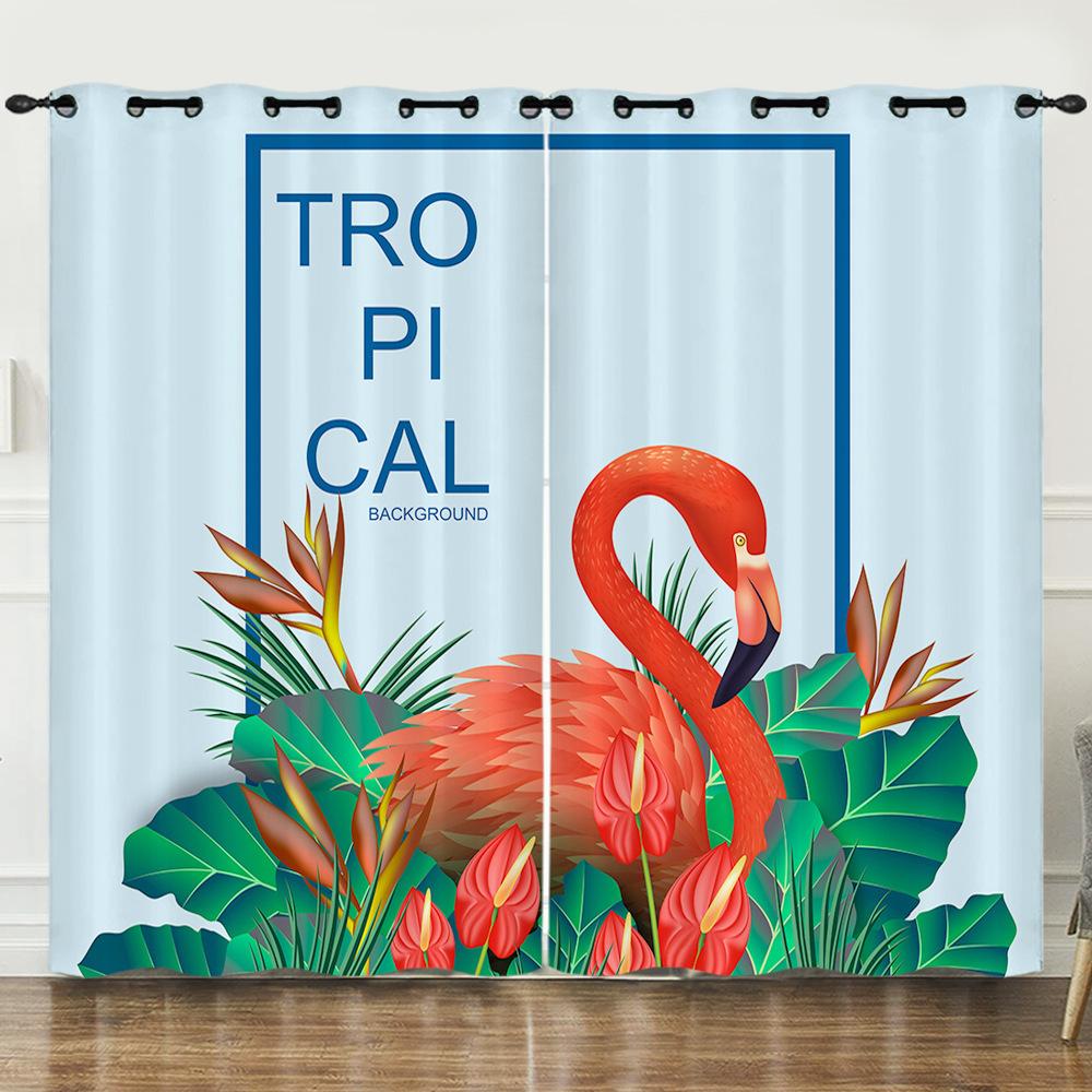 Curtain Cartoon Love Poster 3D Digital Printing Blackout Curtain Perforated Blackout Curtain 2pcs*97cm*114cm*2