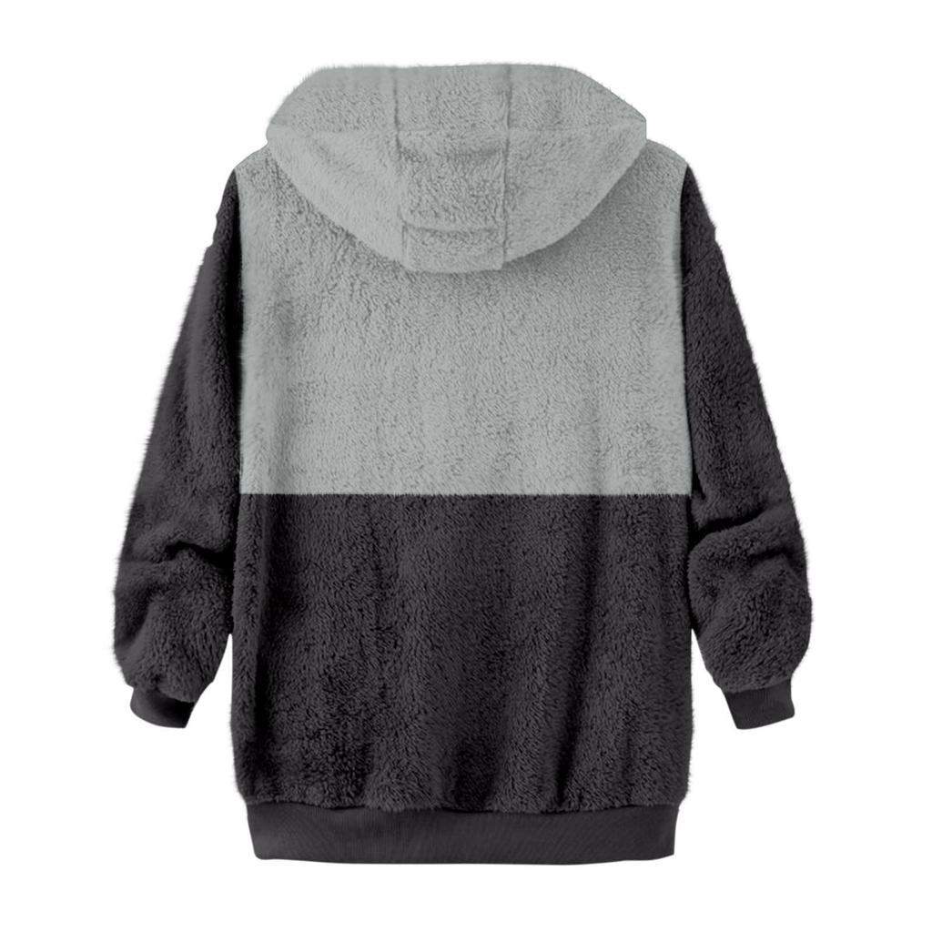 Men'S Winter Zipper Hooded Fleece Sweatshirt With Patch Pocket Casual Jacket