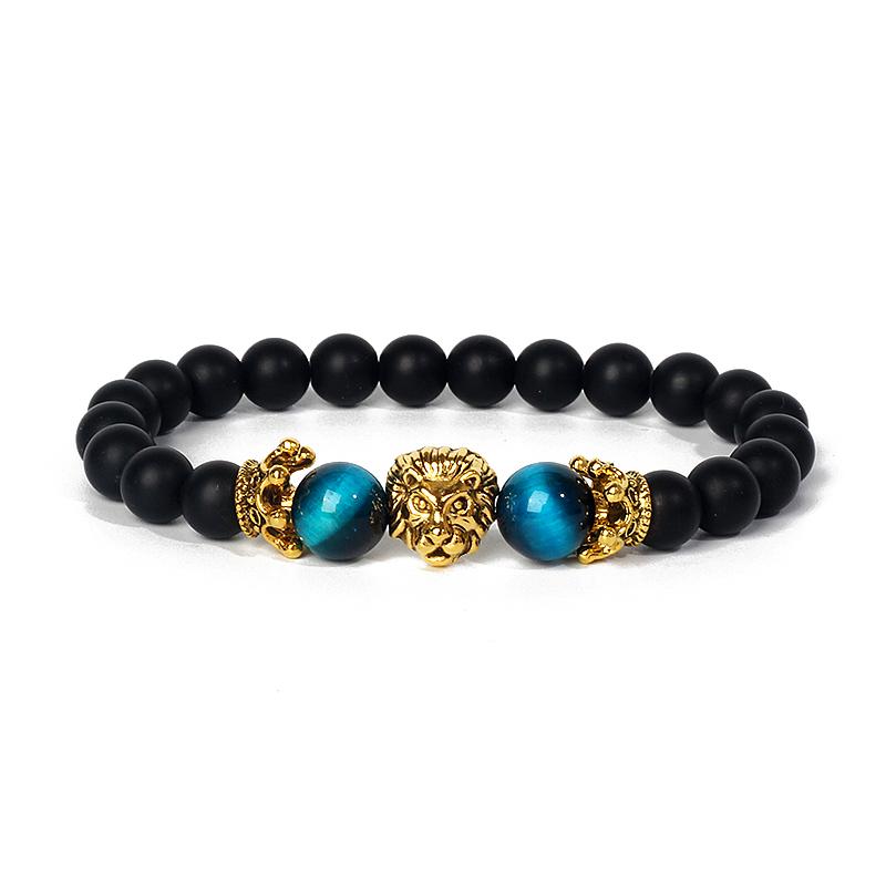 Lion Leopard Charm Bracelets Men Nature Tiger Eye Lava Stone Oil Heal Anxiety Aromatherapy Bracelets for Women Diffuser Jewelry