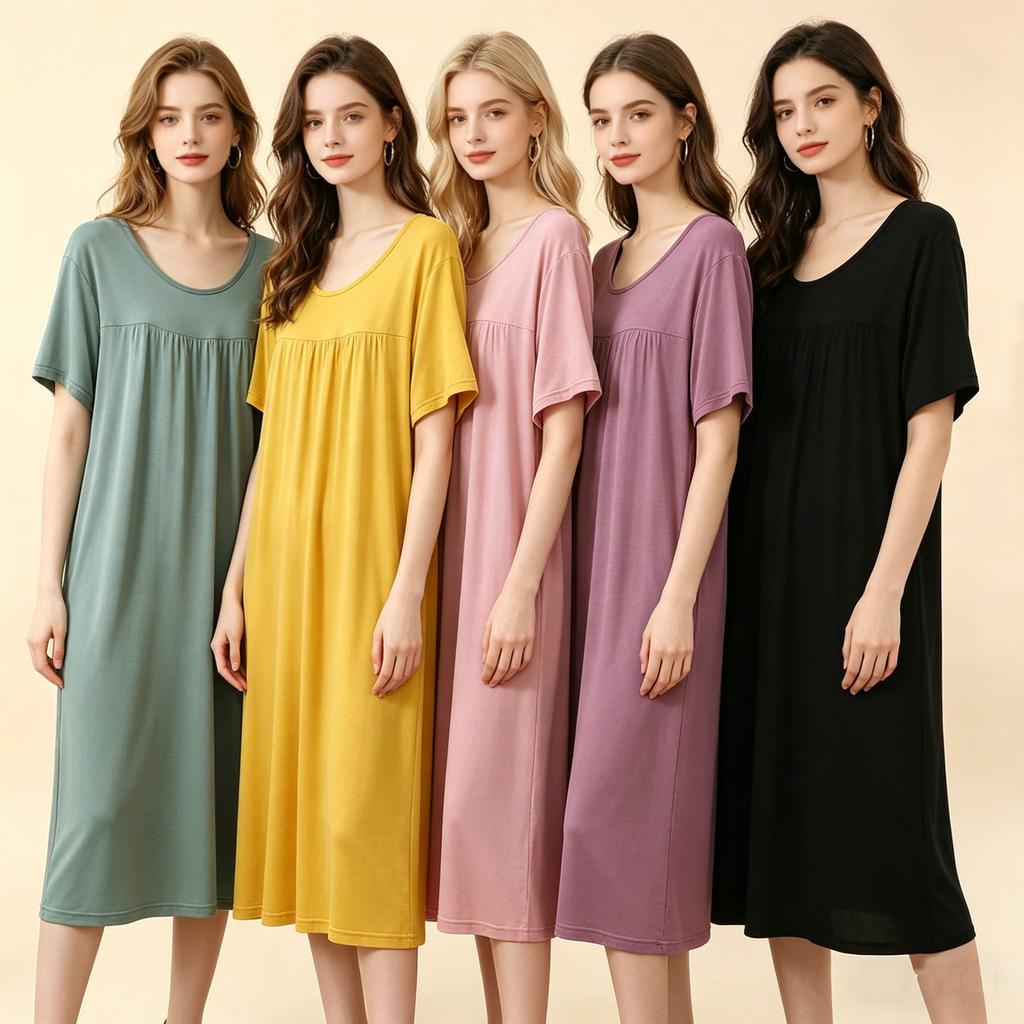 Modal Casual Loose Dress Plus Size Summer Women's Homewear Sleepdress Lightweight Nightgown Comfort Loungewear